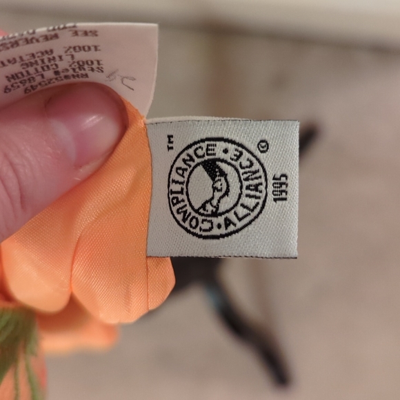 Vintage peach dress flowers & vines - Picture 8 of 10